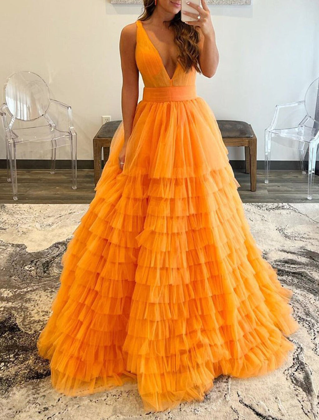 Ball Gown Evening Gown Elegant Dress Quinceanera Birthday Floor Length Sleeveless V Neck with Pleats