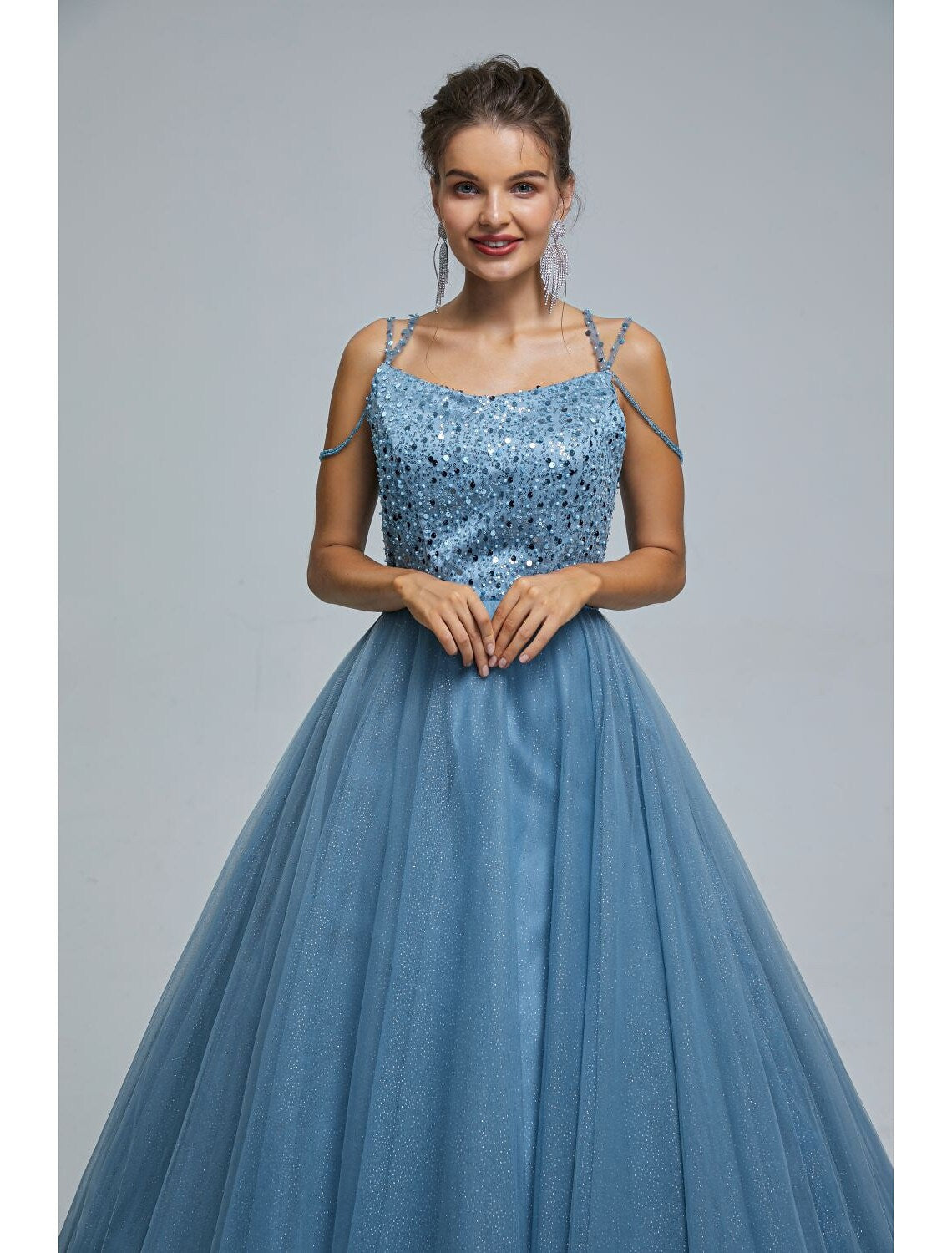 Sparkle Shine Dress Graduation Floor Length Sleeveless Strap with Pearls