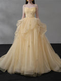 Ball Gown Quinceanera Dresses Princess Dress Performance Sweet 16 Court Train Sleeveless Spaghetti Strap with Appliques