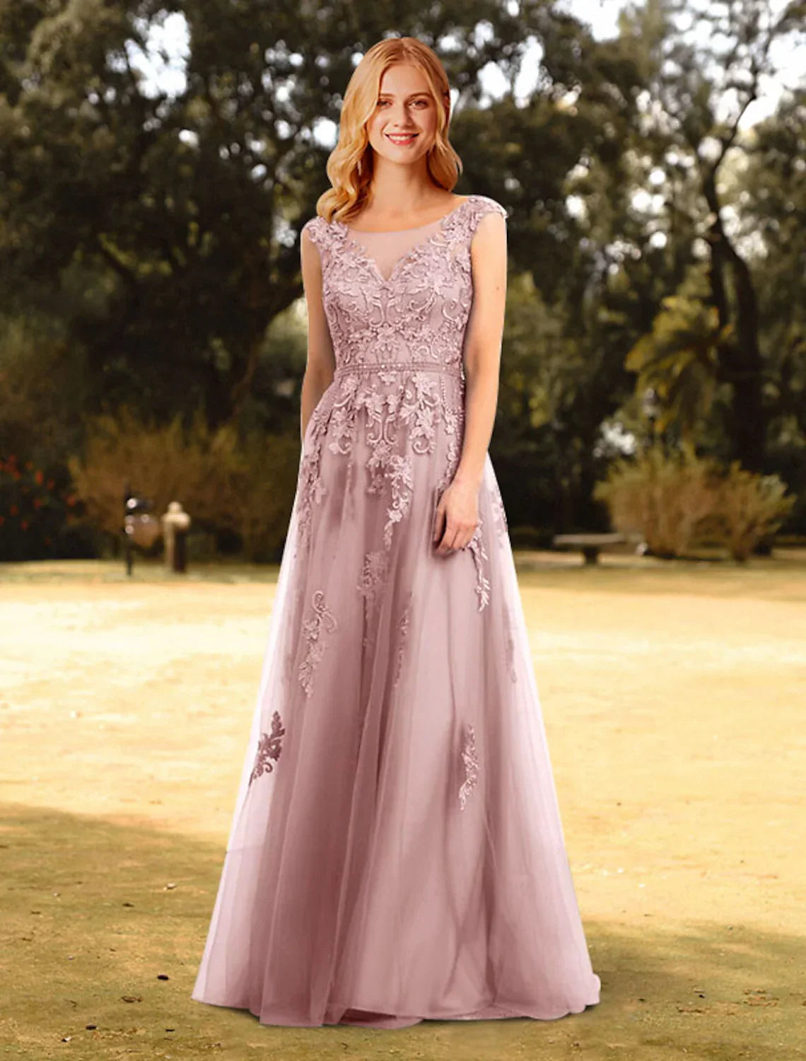 Floral Dress Wedding Guest Floor Length Sleeveless Jewel Neck with Appliques Pure Color