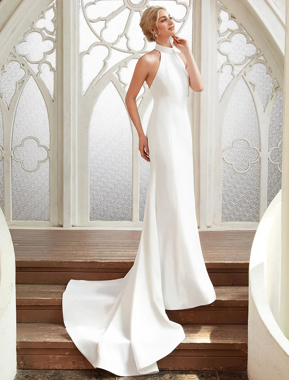 Bridal Casual Open Back Wedding Dresses With Pleats