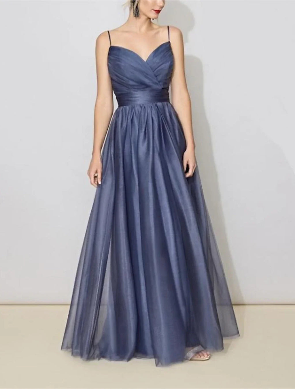 Bridesmaid Dress V Neck Sleeveless Elegant Floor Length with Ruching