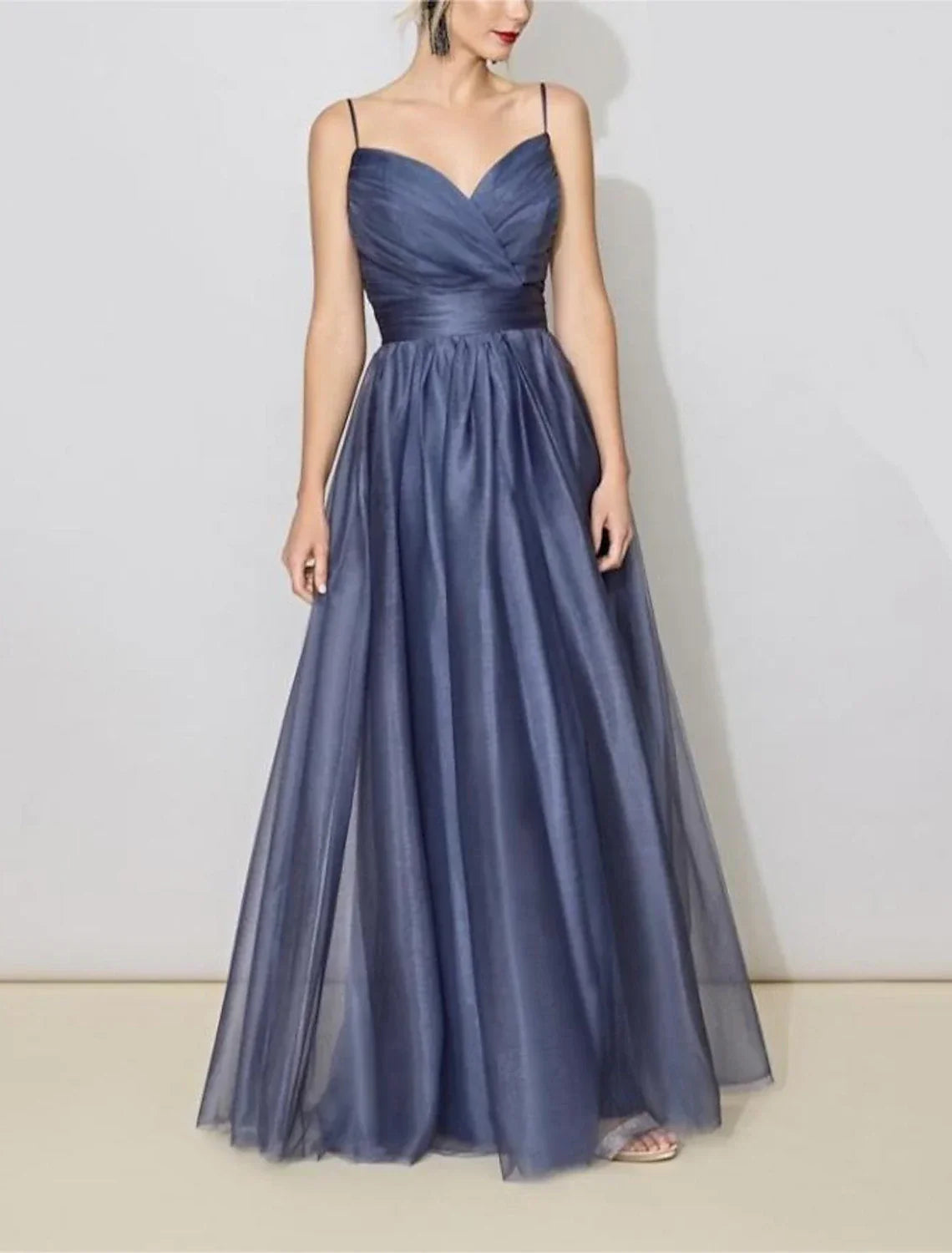 Bridesmaid Dress V Neck Sleeveless Elegant Floor Length with Ruching