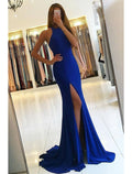 Mermaid / Trumpet Evening Gown Bodycon Dress Formal Prom Court Train Sleeveless High Neck Fabric with Slit