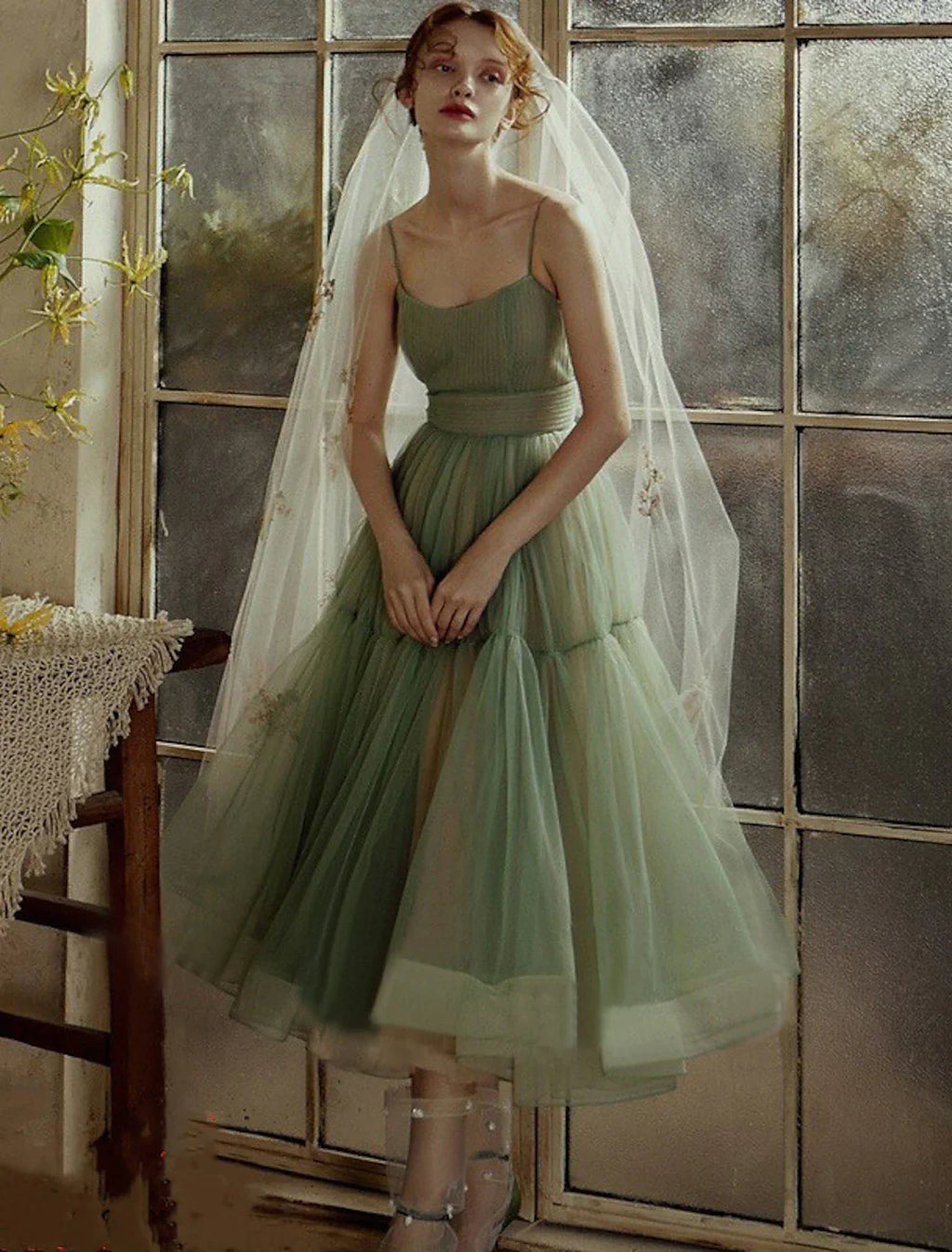 Wedding Guest Length Sleeveless Strap with Sash Ribbon Pleats