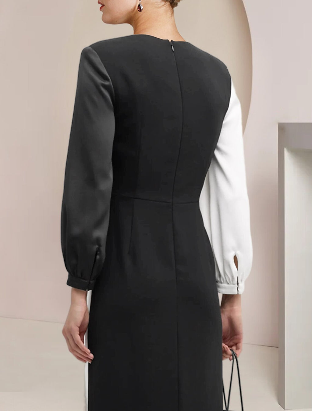 Sheath / Column Mother of the Bride Dress Formal Wedding Guest Party Elegant V Neck Floor Length 3/4 Length Sleeve