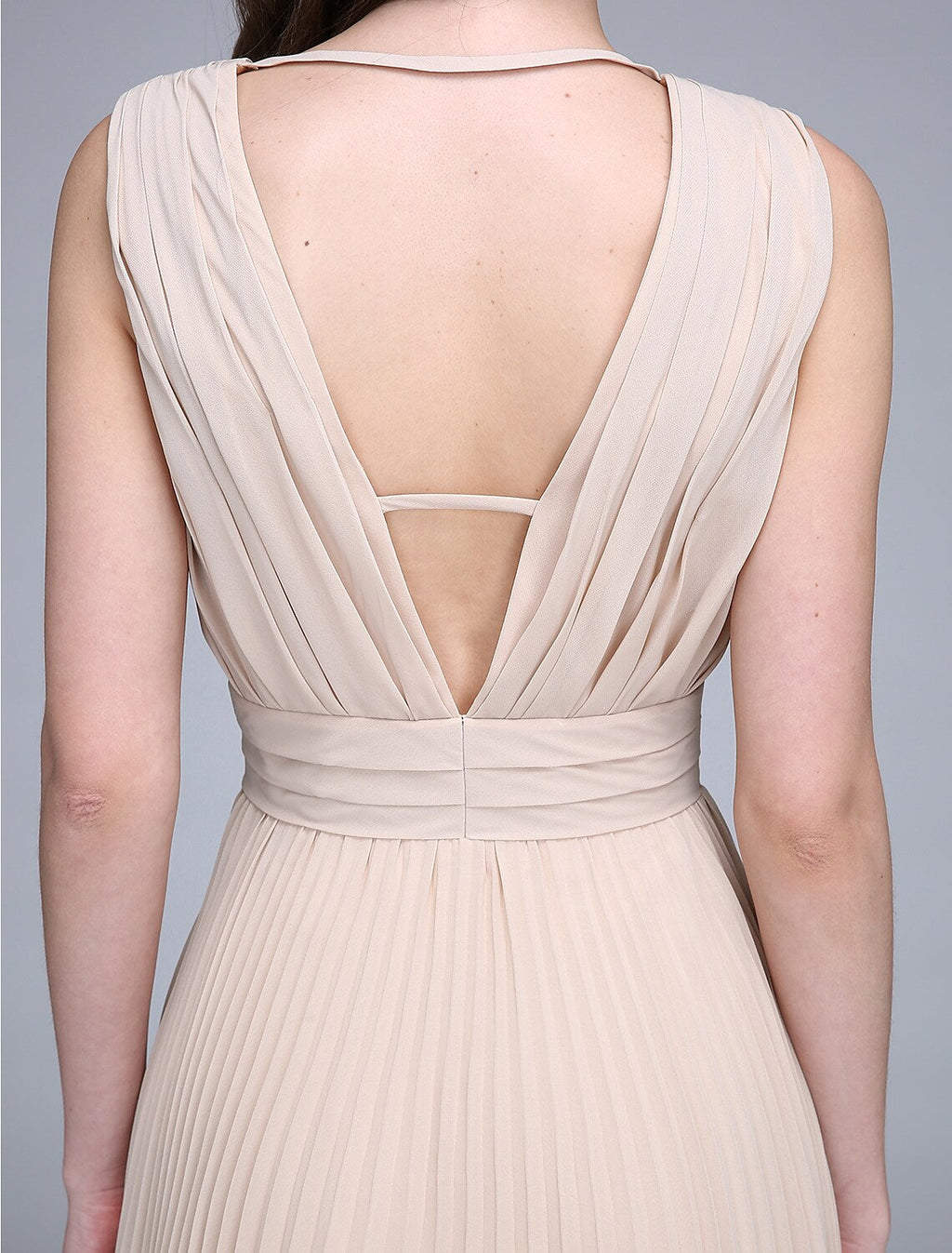 Bridesmaid Dress V Neck Sleeveless Elegant Floor Length with Ruched