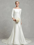 Casual Wedding Dresses Chapel Length Sleeve Strapless With Pleats