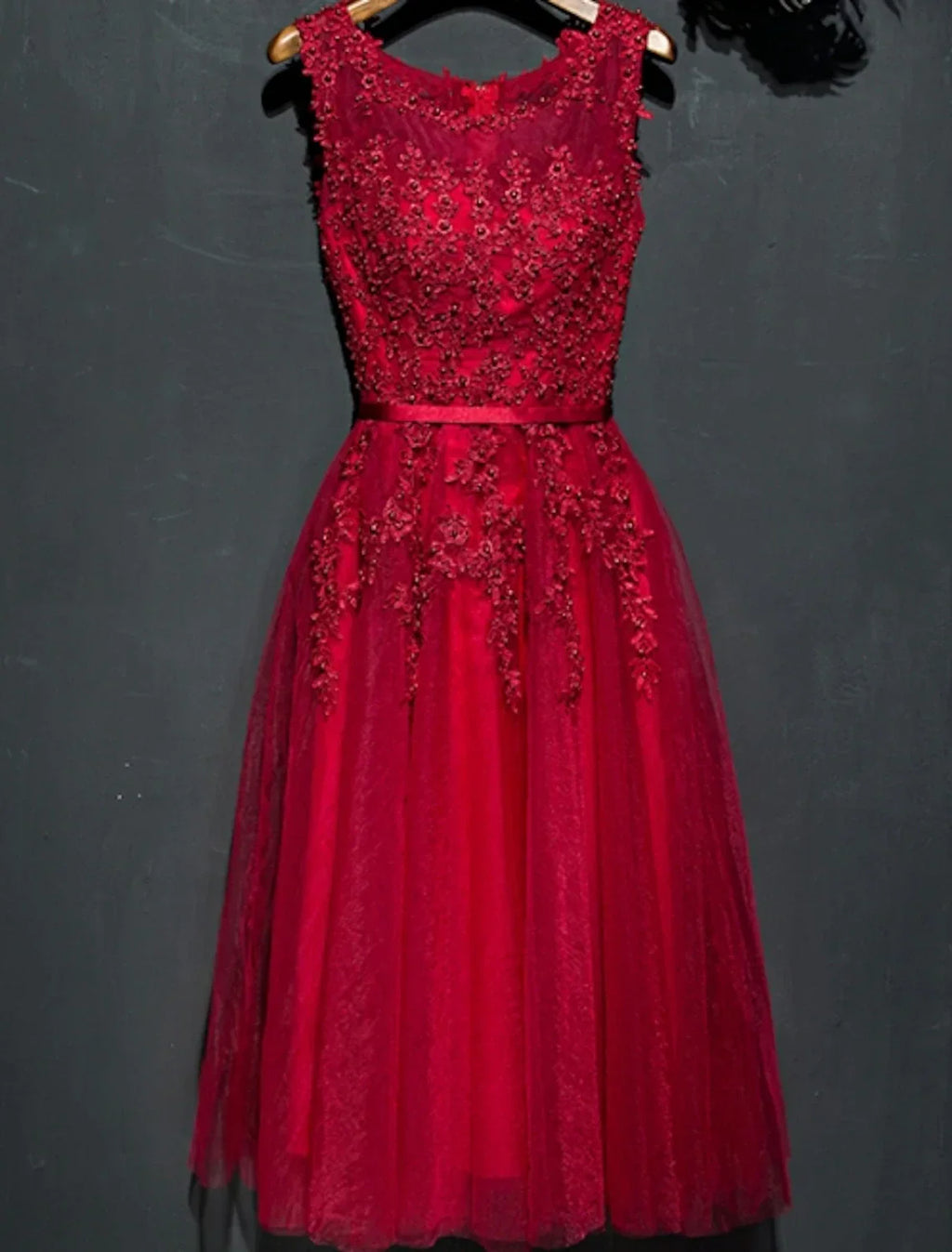 Formal Evening Dress Jewel Neck Sleeveless Short / Mini with Beading Appliques