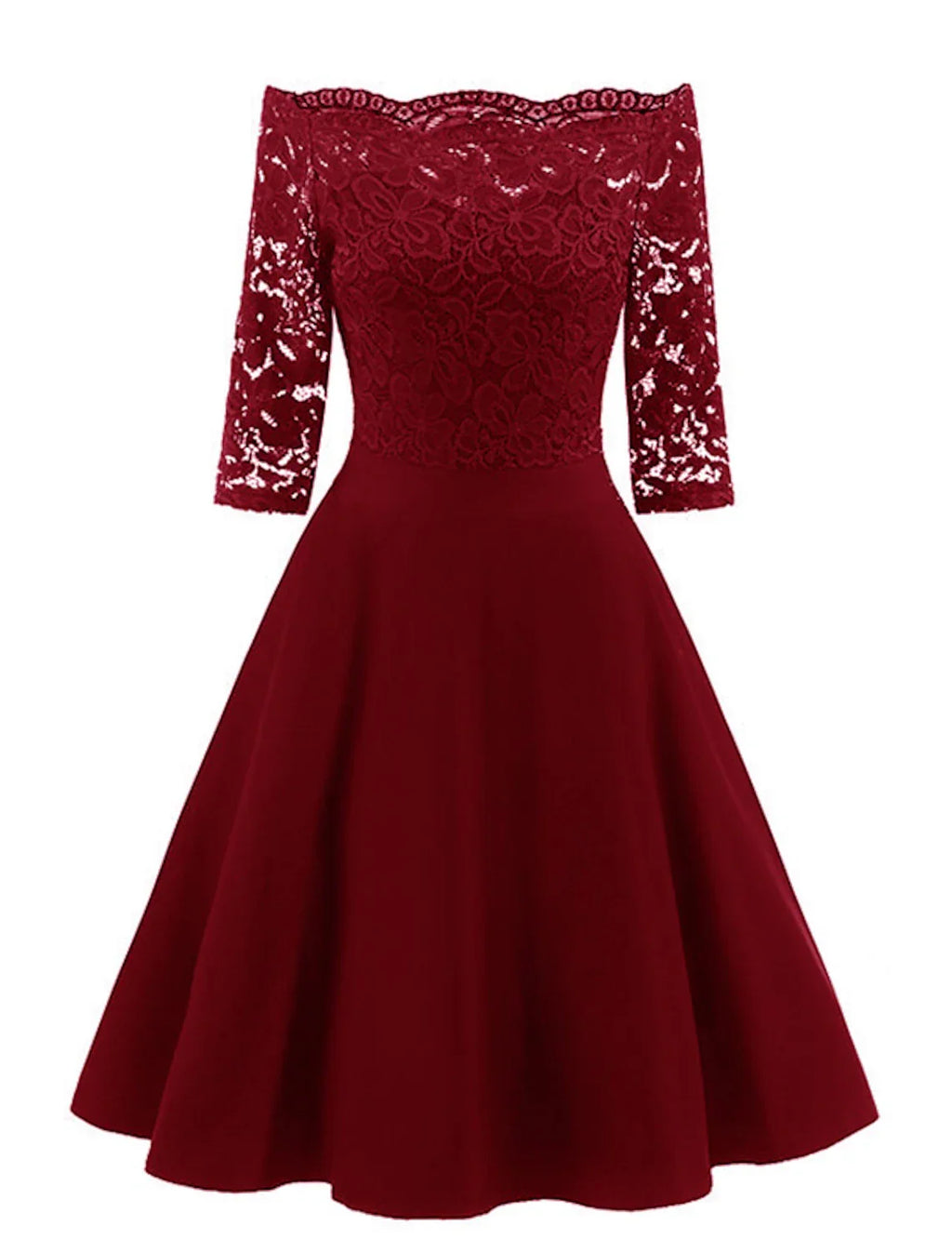 Cocktail Dresses Vintage Dress Graduation Party Wear Knee Length 3/4 Length Sleeve Off Shoulder
