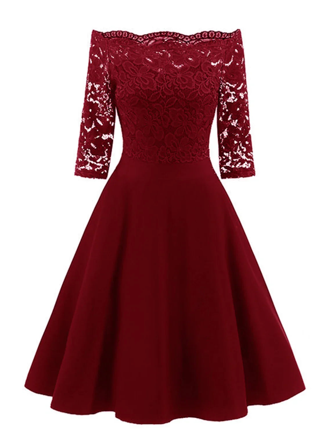 Cocktail Dresses Vintage Dress Graduation Party Wear Knee Length 3/4 Length Sleeve Off Shoulder