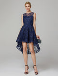 Hot Dress Wedding Guest Cocktail Party Asymmetrical Sleeveless Illusion Neck with Appliques