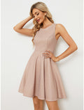 Homecoming Dresses Sparkle & Shine Dress Cocktail Party Birthday Short / Mini Sleeveless Jewel Neck Lurex Fabric with Glitter