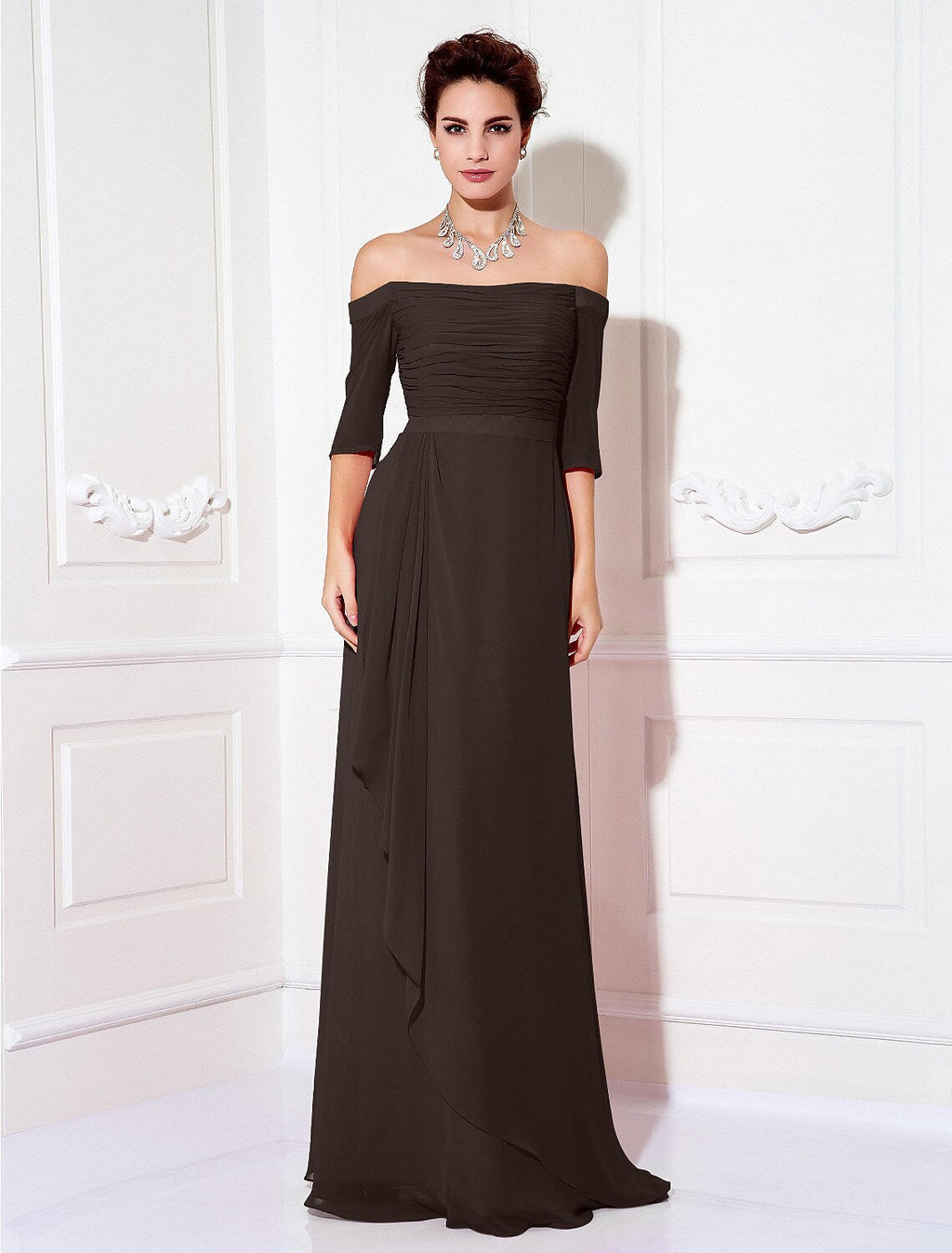 Minimalist Dress Wedding Half Sleeve Off Shoulder