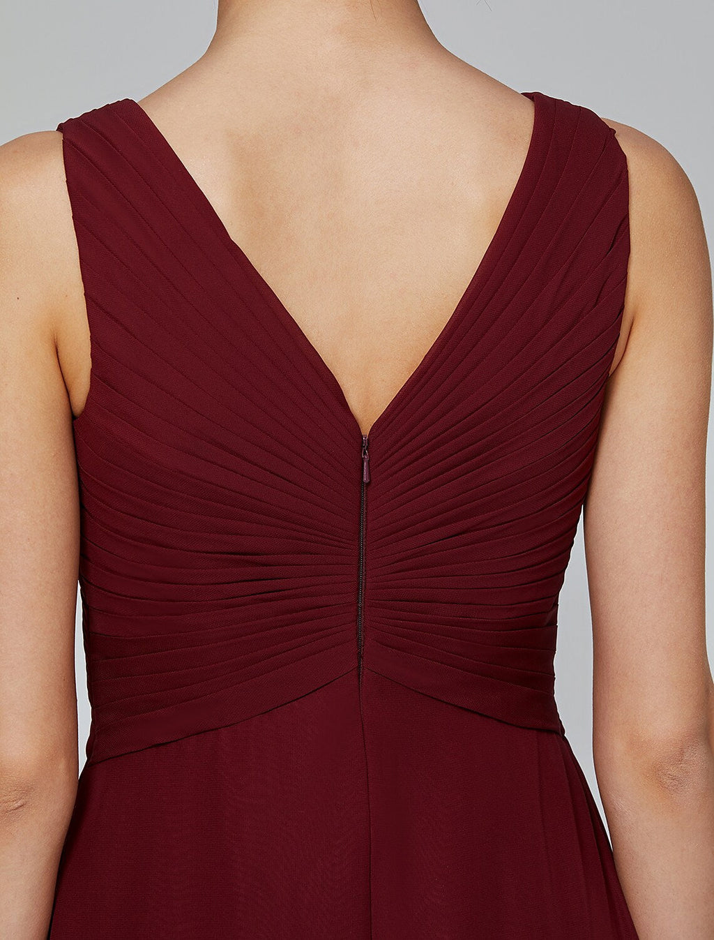 Bridesmaid Dress V Neck Sleeveless Floor Length with Side Draping