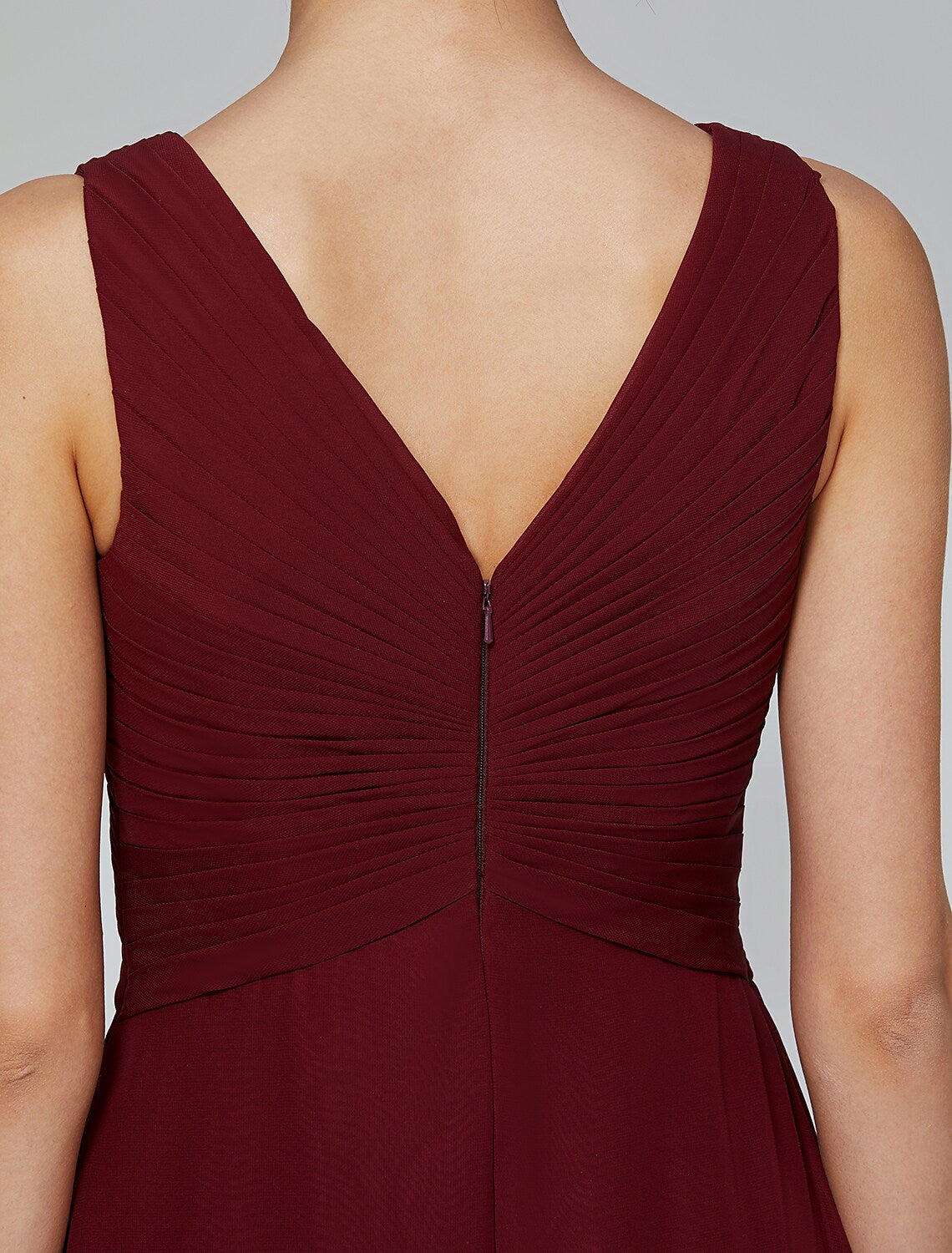 Bridesmaid Dress V Neck Sleeveless Floor Length with Side Draping