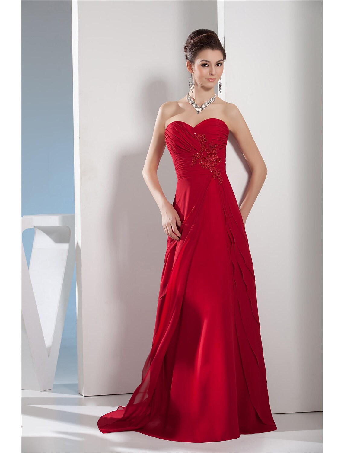 Evening Gown Elegant Dress Formal Sleeveless Ruched Beading