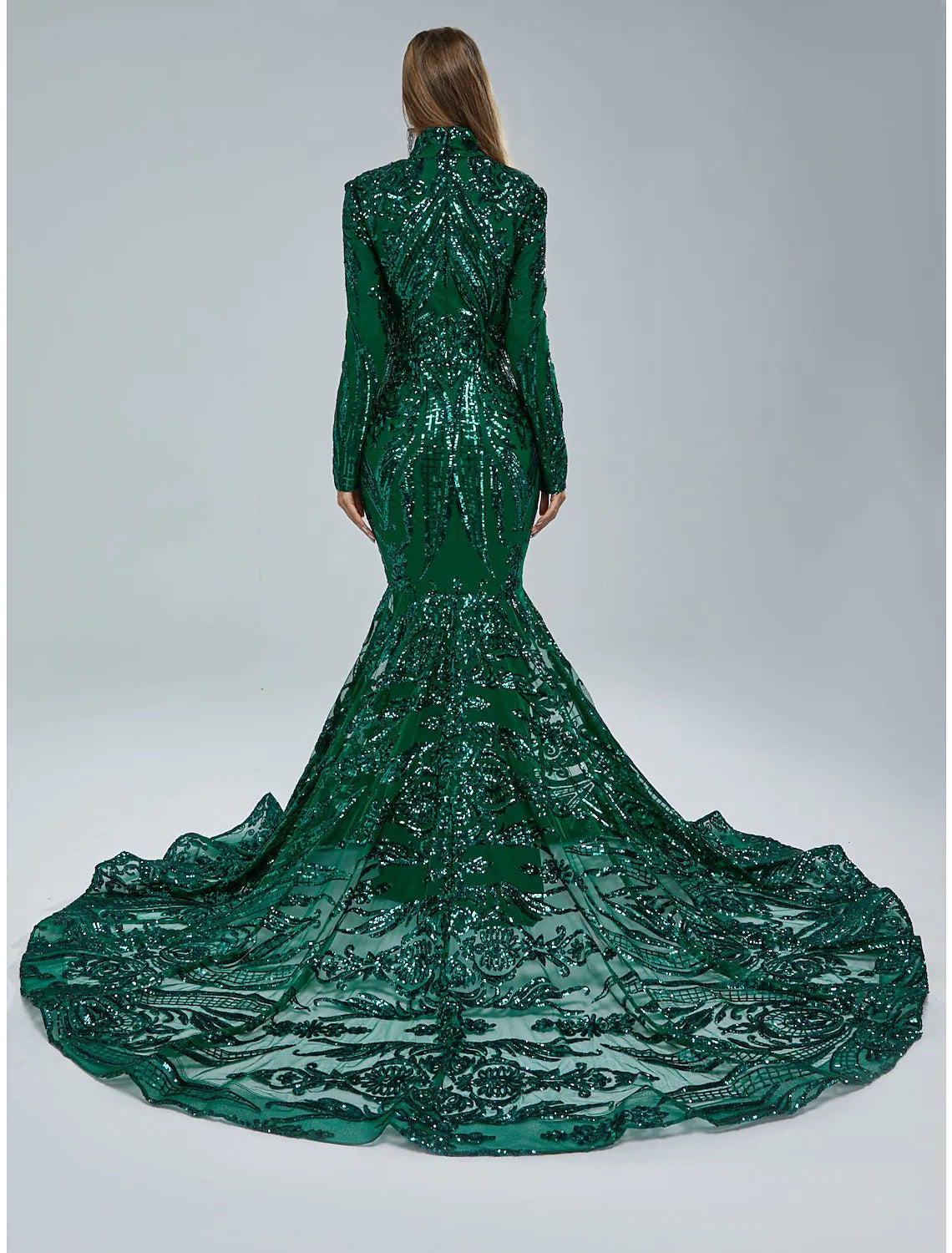 Evening Gown Elegant Dress Engagement Long Sleeve Stand Collar