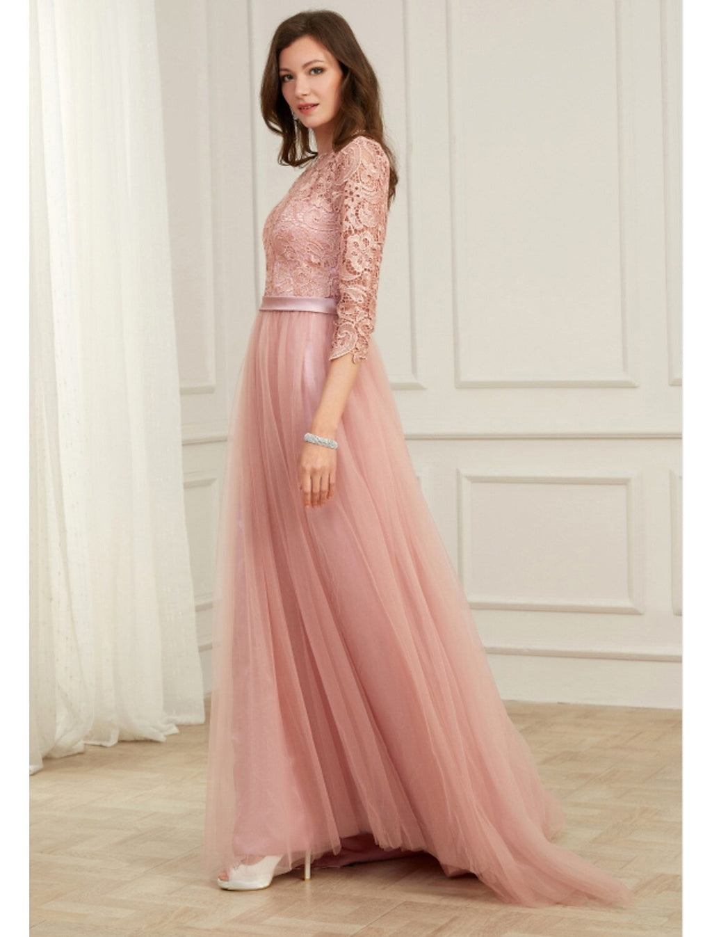 Evening Gown Spring Dress Party Long Sleeve with Appliques