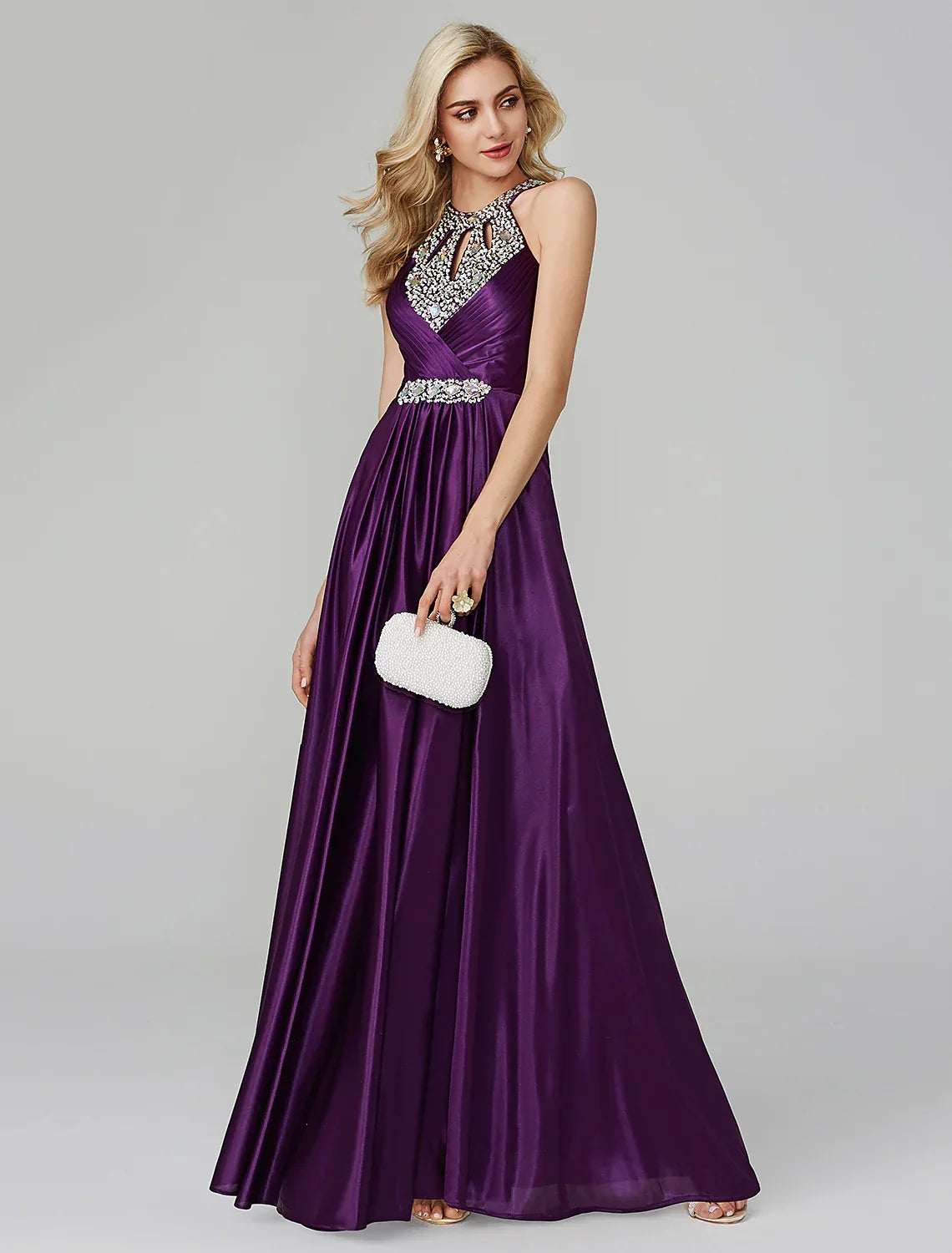 Black Little Dress Dress Party Wear Floor Length Sleeveless Backless with Crystals