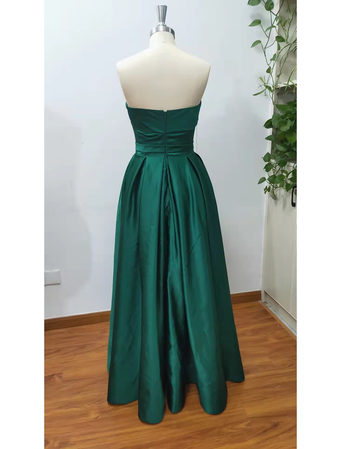 Minimalist Dress Wedding Guest Floor Length Sleeveless Strapless with Pleats Slit