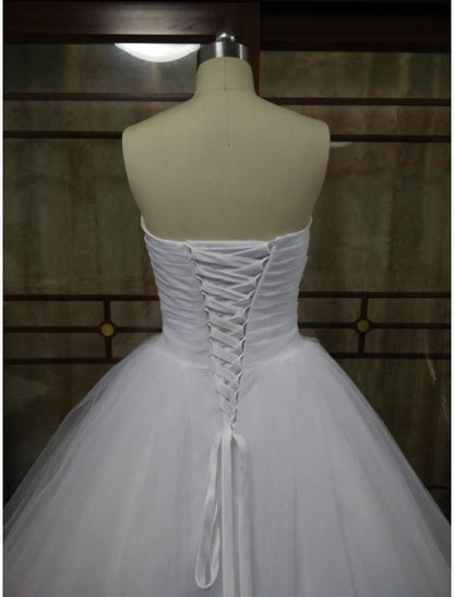Elegant Red Ball-Gown Strapless Classic-Sleeve Open-Back Floor-Length Wedding Dress