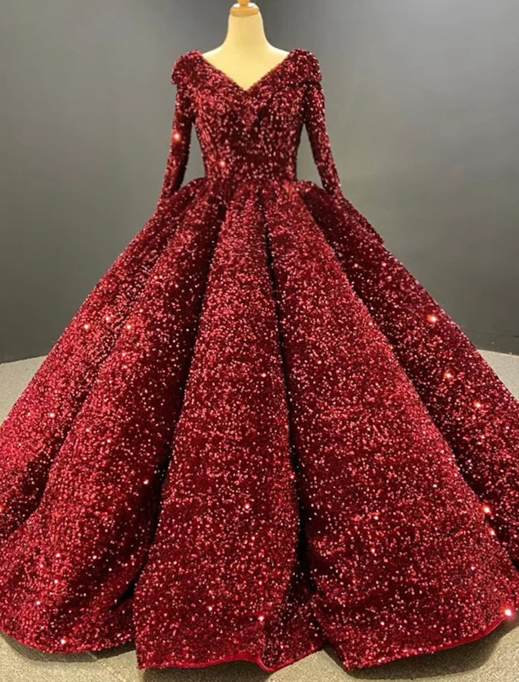 Luxurious Dress Quinceanera Floor Length Long Sleeve V Neck Pleats