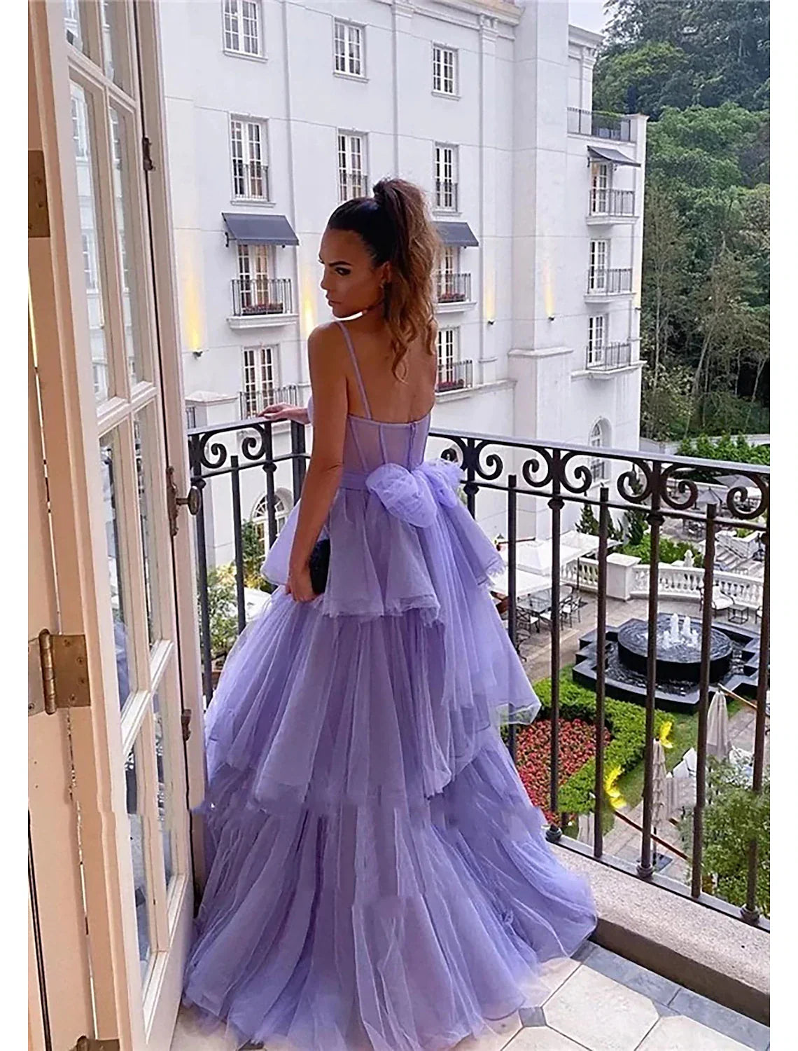Ball Gown Prom Dresses Tiered Dress Formal Floor Length Sleeveless Sweetheart Backless with Pleats Ruched