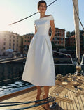 Cocktail Party Dress Off Shoulder Short Sleeve Ankle Length