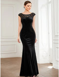Evening Gown Elegant Dress Formal Floor Length Short Sleeve Insert