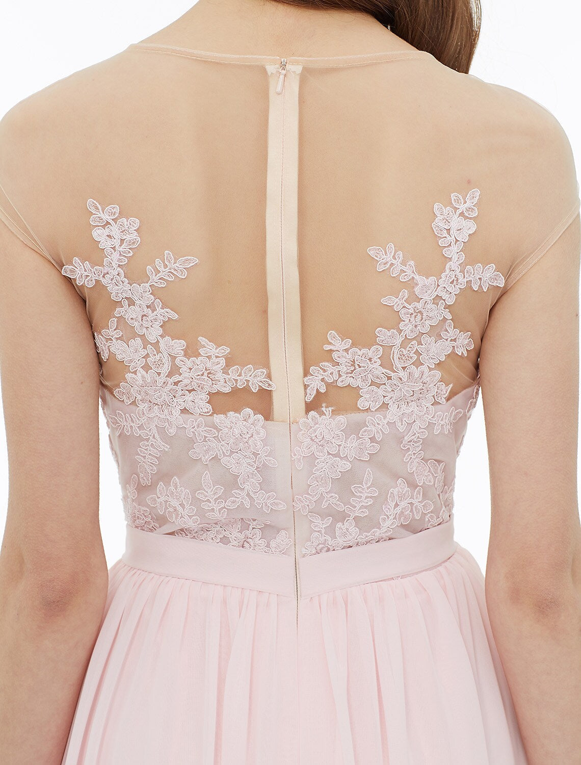 Bridesmaid Dress Sleeveless Floor Length Floral Sash Ribbon Appliques